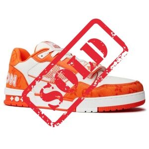 Louis Vuitton LV Trainer Sneakers Size 6 Monogram Orange & White